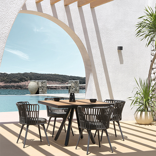 DAISY RAE Dining Chair Alu Legs & ALBATROSS Table Square