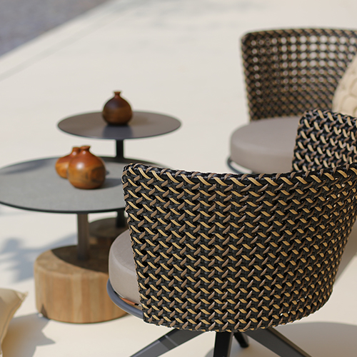 DAISY MAE Swivel Dining Chair & GLYPH Low Table Detail