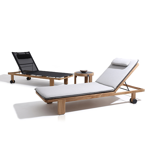 HACIENDA Sunbed Sling Teak & Side Table