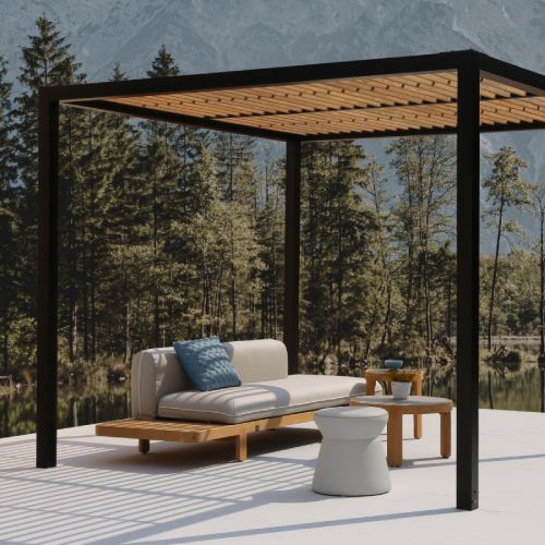 HACIENDA Right Hand Sectional Teak & SOMBRERO Canopy