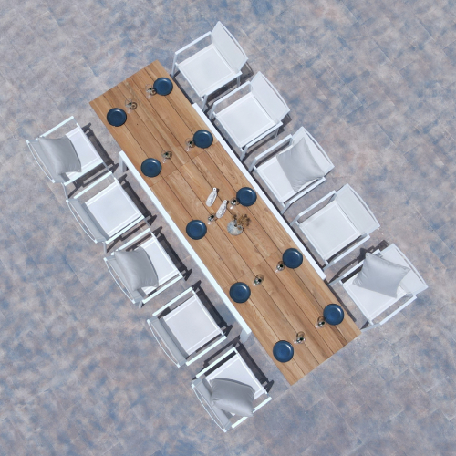 ALLUX Stackable Armchair & BAIA Extension Table Teak