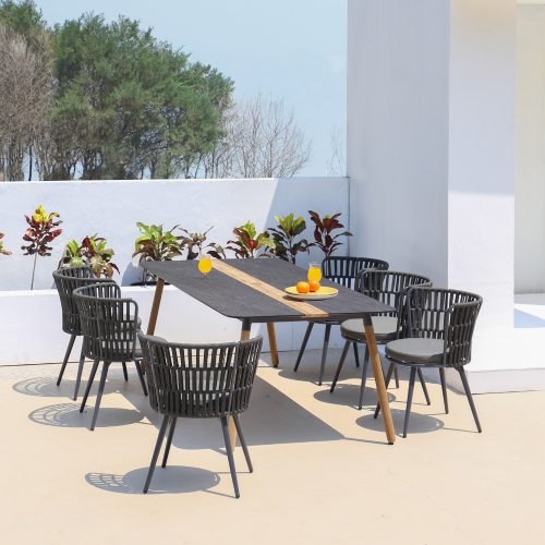 DAISY RAE Dining Chair Alu Legs & Dining Table Rectangular