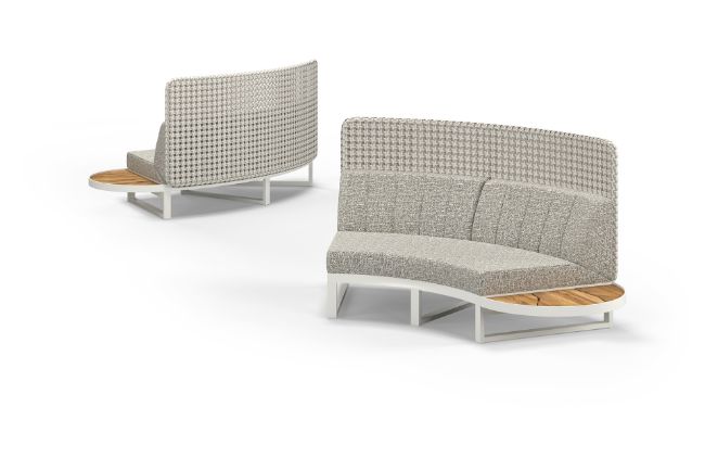 MUN215H MUNIA MO Curved Left Hand Modular System (Teak Top High Back) - CA1