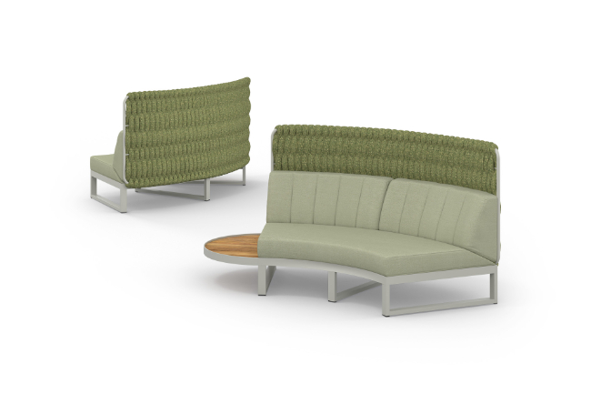 MUN316H MUNIA NAYA Curved Right Hand Modular System (Teak Top High Back) - CA1