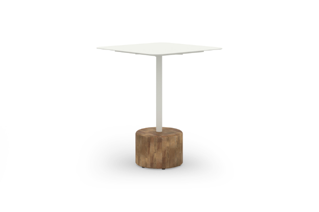 GLY106 GLYPH BISTRO TABLE SQUARE 60x60cm ALU Top Teak Base - CA1
