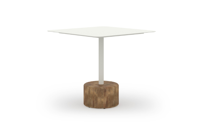 GLY107 GLYPH BISTRO TABLE SQUARE 80x80cm ALU Top Teak Base - CA1
