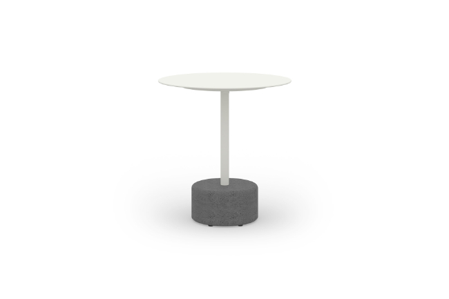 GLY25 GLYPH TEA TABLE Dia.60cm ALU Top Stone Base - CA1